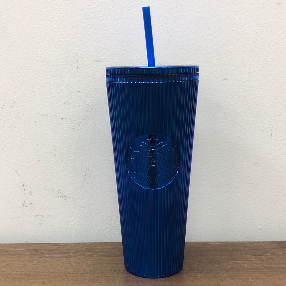 Starbucks Royal Blue Striped Textured Tumbler